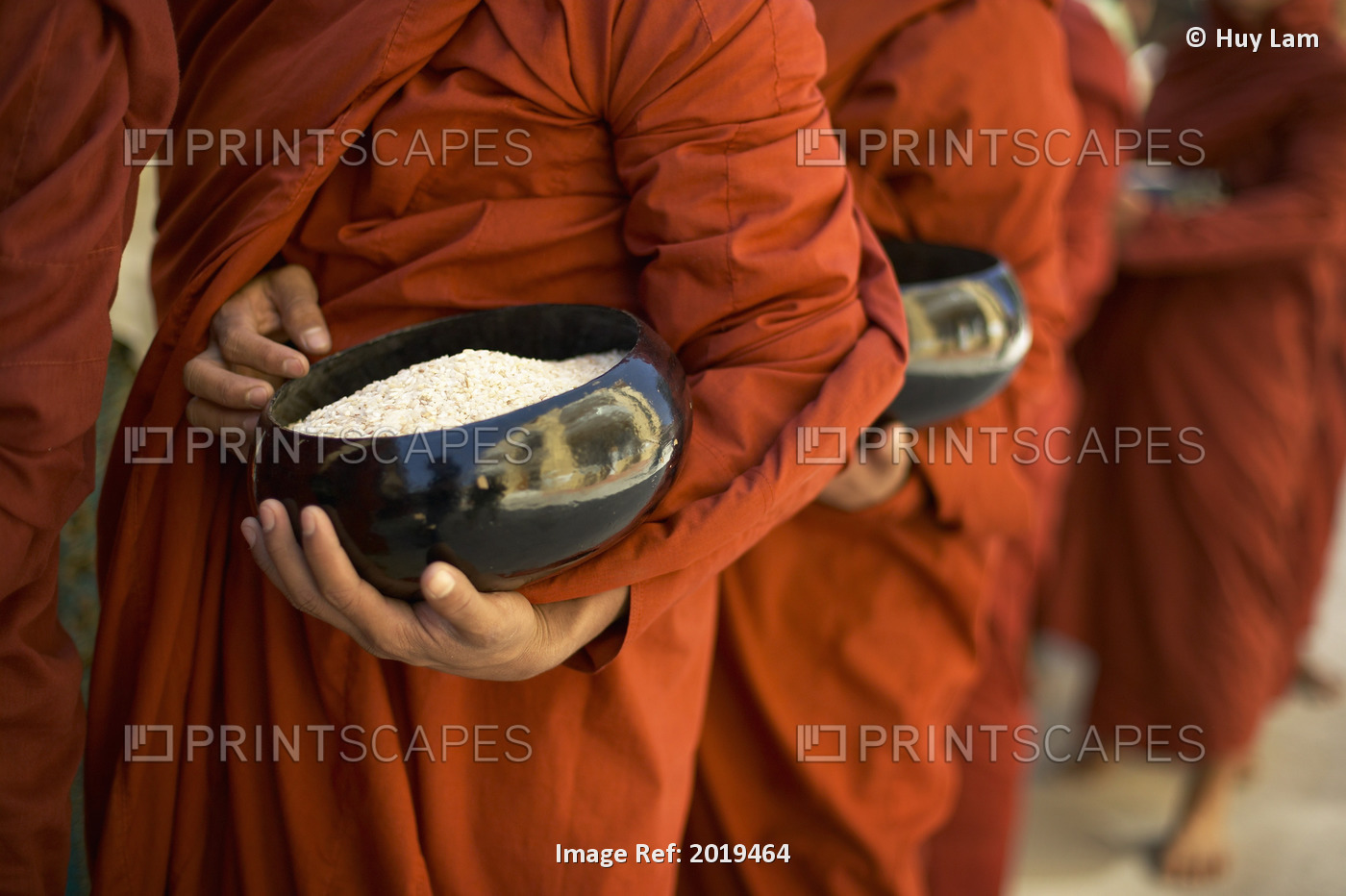 Monks With Rice Bowls, Inle Lake, Myanmar (Burma)