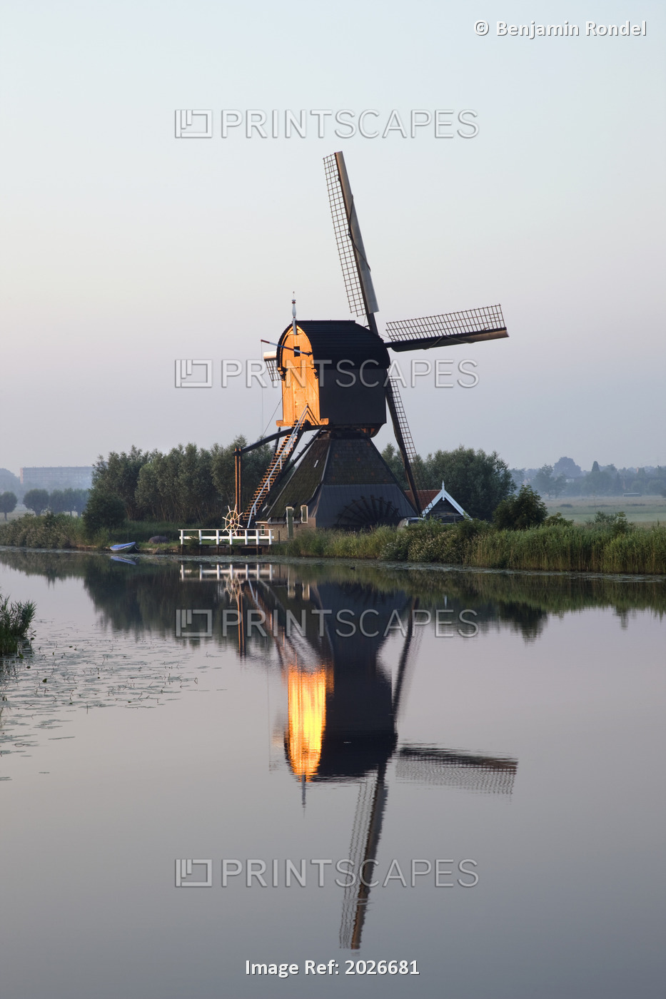 Windmill Next To Irrigation Canal, Holland.