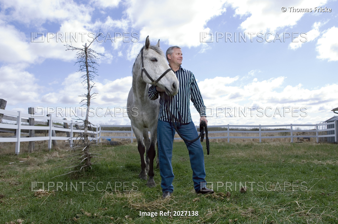 Man With Horse At Ranch, Winnipeg, Manitoba