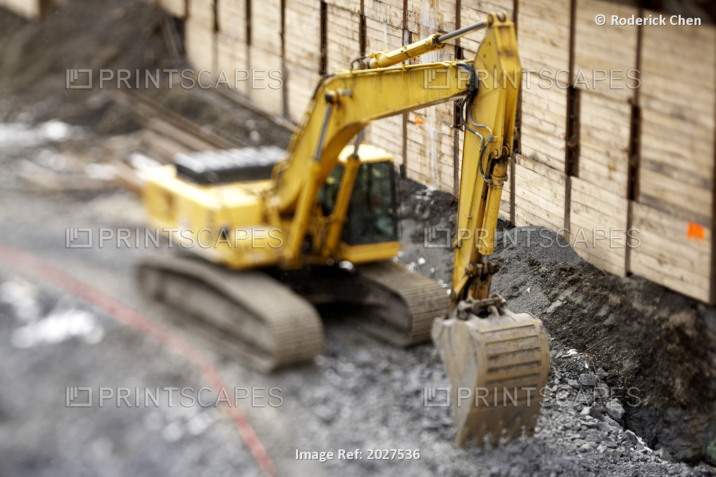 Aerial View Of A Front Shovel Excavator Constructing The Foundation Of A ...