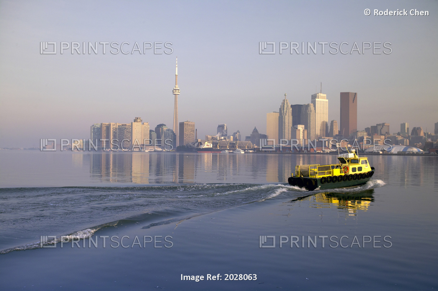 Tugboat And City Skyline, Toronto, Ontario