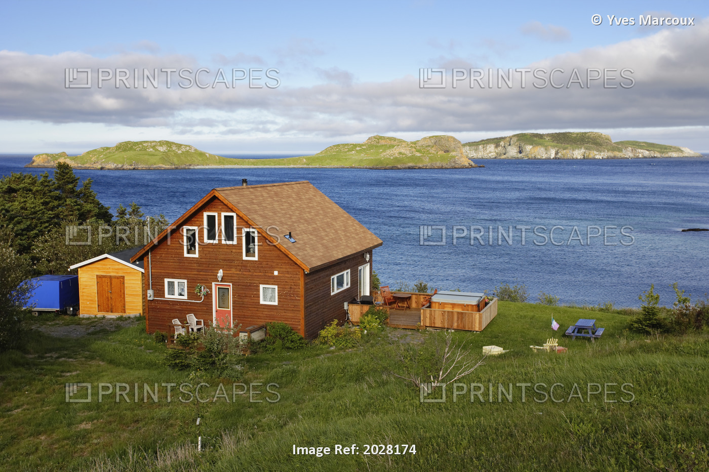 Cottage And Island Of Witless Bay Ecological Reserve In The Background, Avalon ...