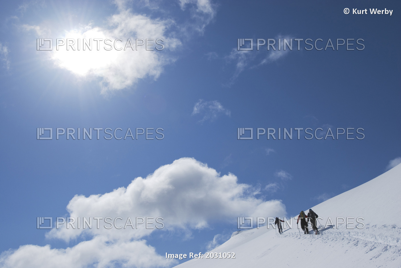 Skiers Heading For Horizon, Marriot Basin Area, Coast Mountains, British ...