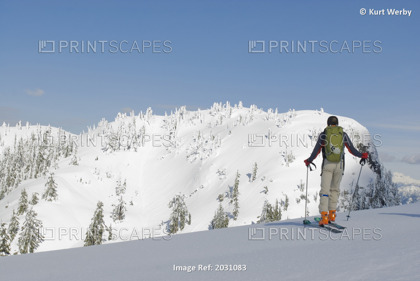 Skier Looking Towards Mount Seymour, Mount Seymour Provincial Park, Vancouver, ...