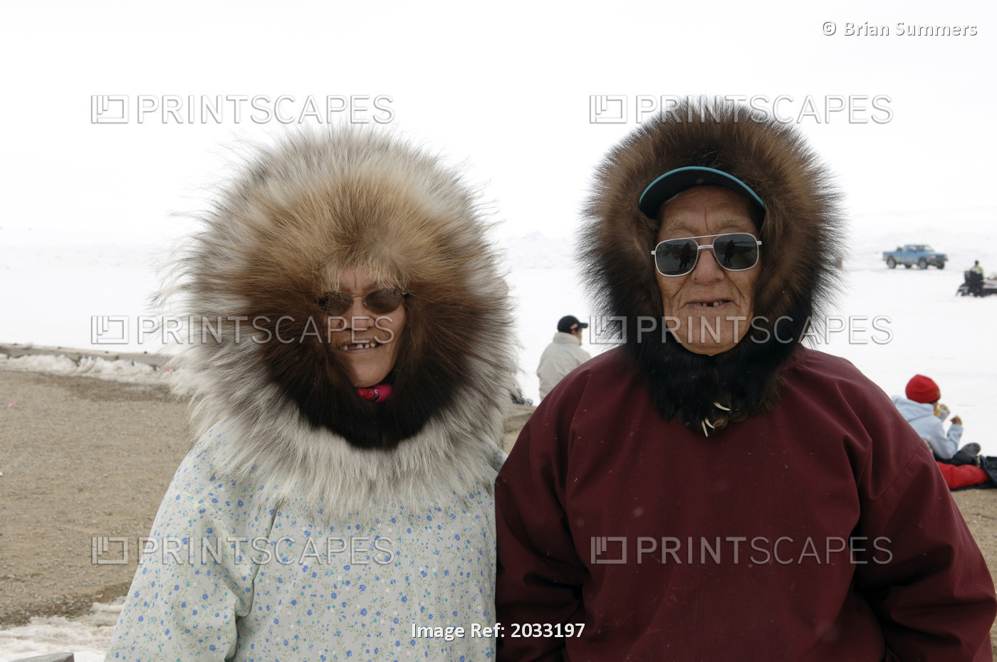 Elders Outside On Sea Ice, Cambridge Bay, Nunavut