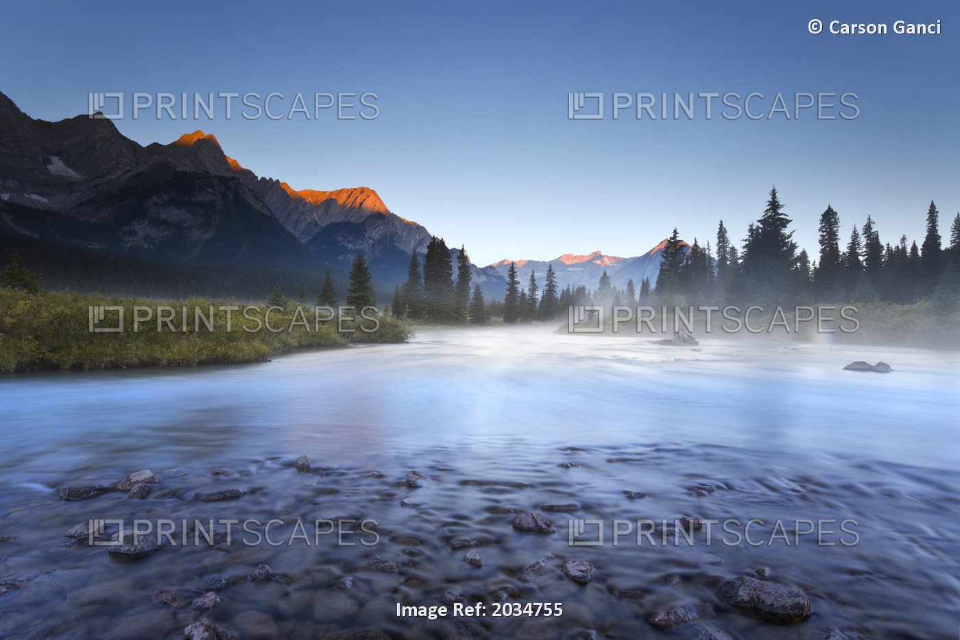 Sunrise On Elk River In Elk Lakes Provincial Park; British Columbia, Canada