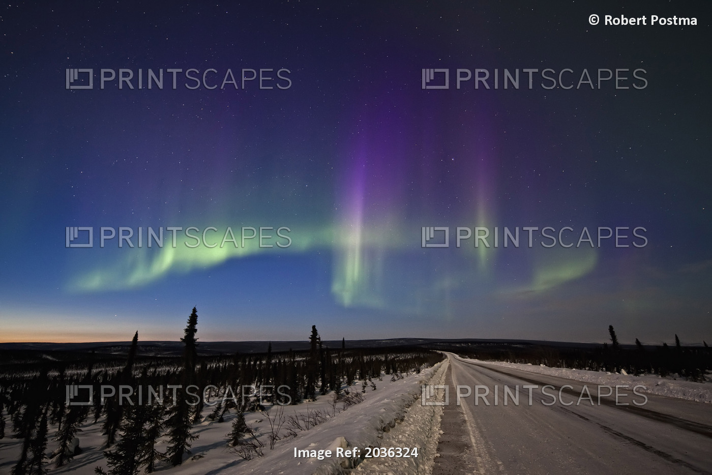 Aurora Borealis Or Northern Lights Over The Eagle Plains, Dempster Highway, ...