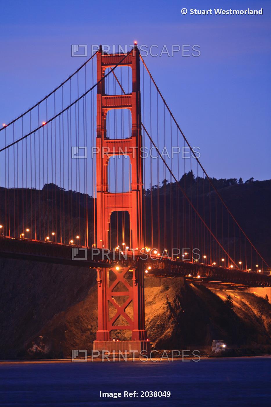 View Of Golden Gate Bridge At Dusk; San Francisco California United States Of ...