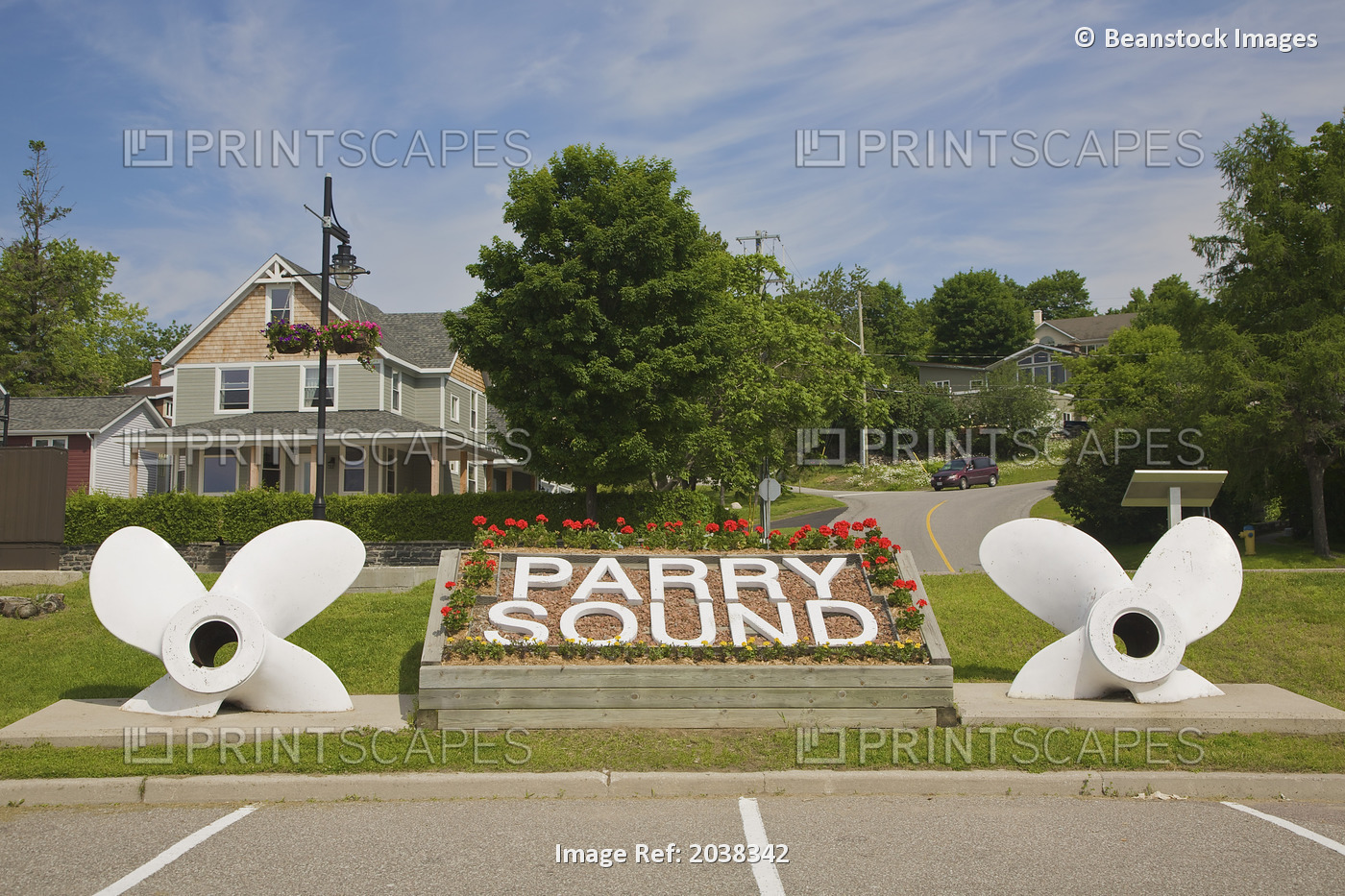 Flowerbed And Boat Propellers, Parry Sound, Ontario, Canada