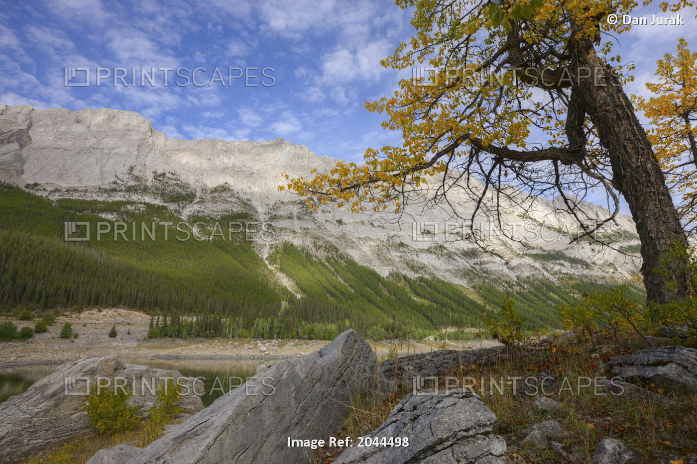 An Autumn Afternoon Above Medicine Lake In Jasper National Park With The Queen ...