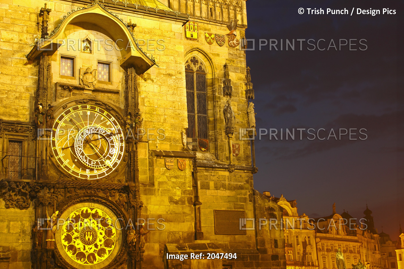Night Lights Of The Astronomical Clock On The Old Town Hall In The Old Town ...