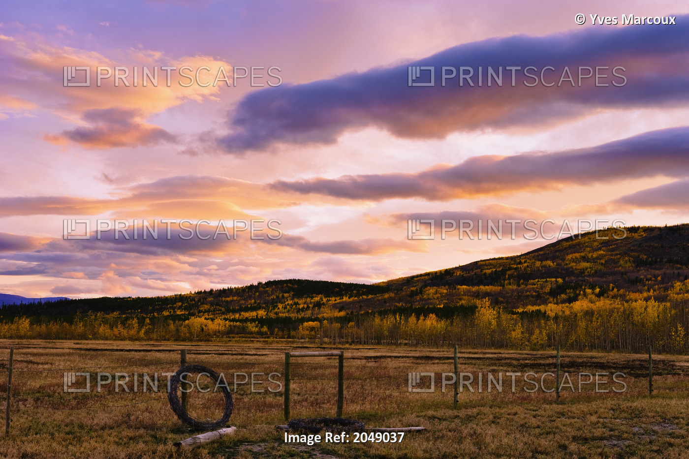 Fence And Cloud Formation At Dusk, Yukon