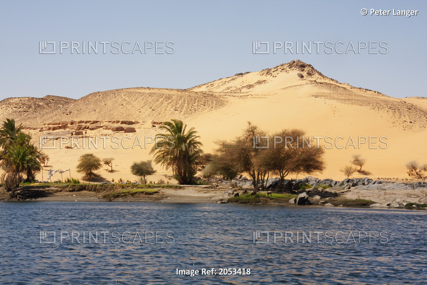 Acacias And Palm Trees By The Nile River In The First Cataract Islands ...