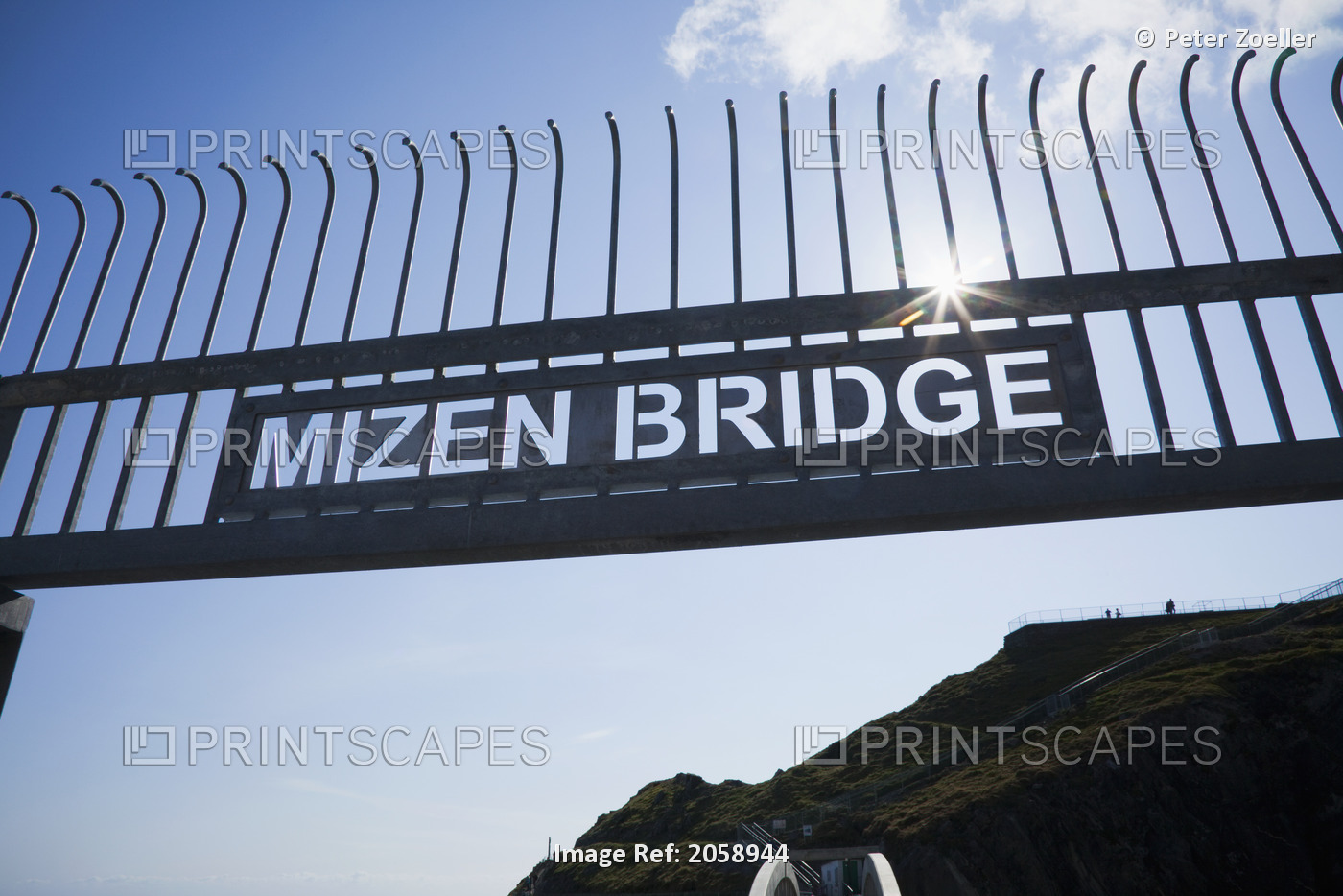 A Sign For Mizen Bridge At Mizen Head Lighthouse; County Cork, Ireland
