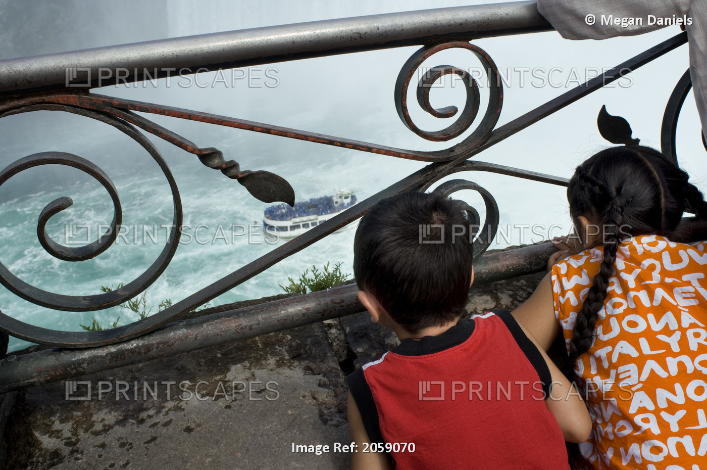Two Hispanic Siblings, A Boy And A Girl, Watch The Famous Maid-Of-The-Mist ...