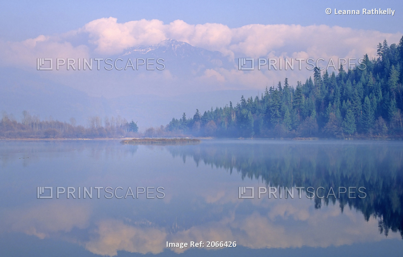 One Mile Lake, Near Pemberton, Bc In Early Morning Mist