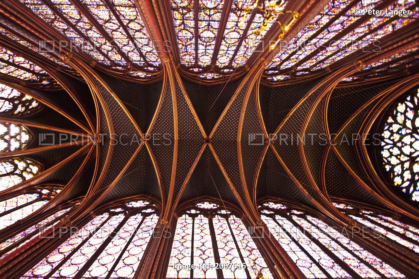 Ceiling And Stained Glass Windows Depicting The Biblical Story Of Mankind, From ...