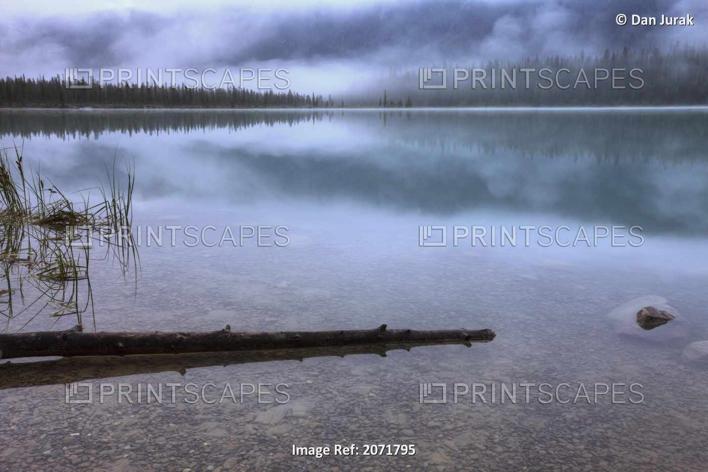 Foggy Morning With Clouds Over Emerald Lake, Yoho National Park, British ...