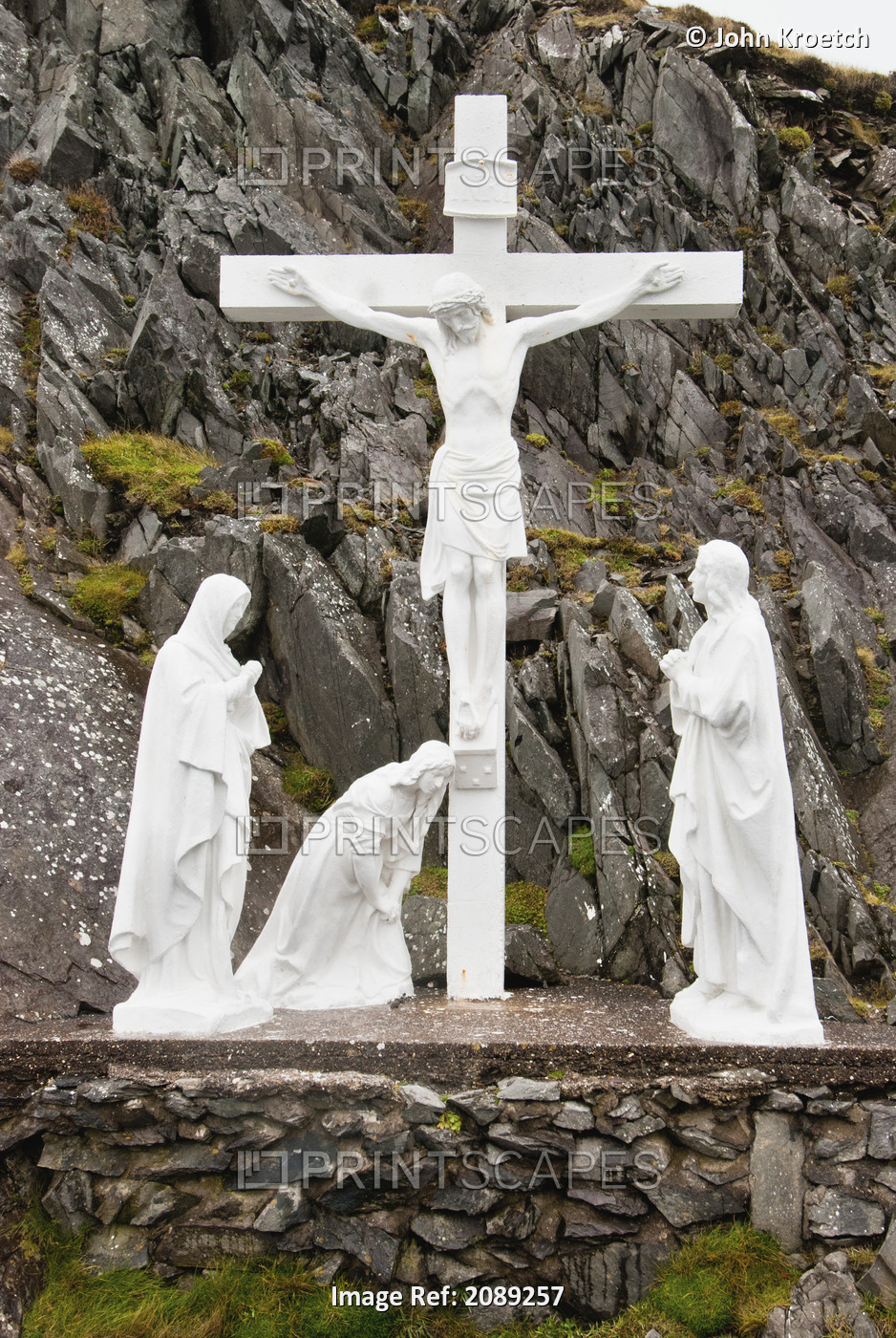 Statues of religious figures depicting the crucifixion;Ireland