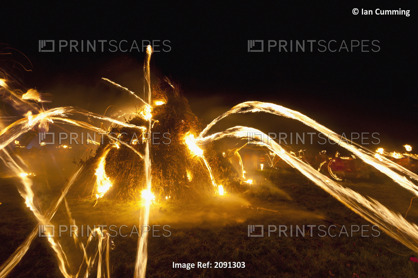 Burning Torches Being Thrown Onto The Large Bonfire At The Ewhurst And ...