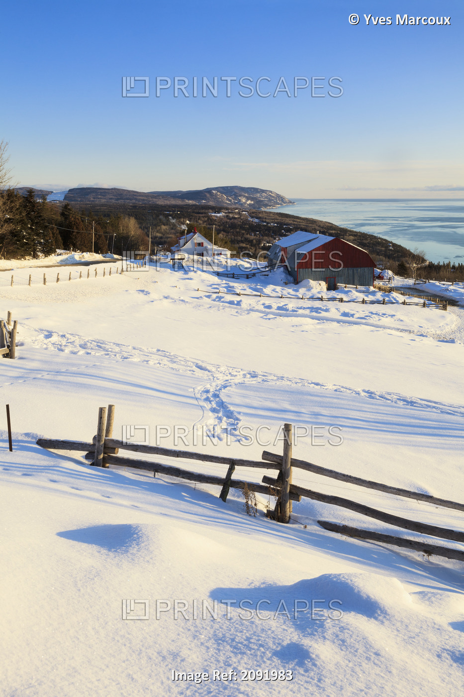 Farm In Winter At Sunrise In The Charlevoix Region; Port-Au-Persil Quebec Canada