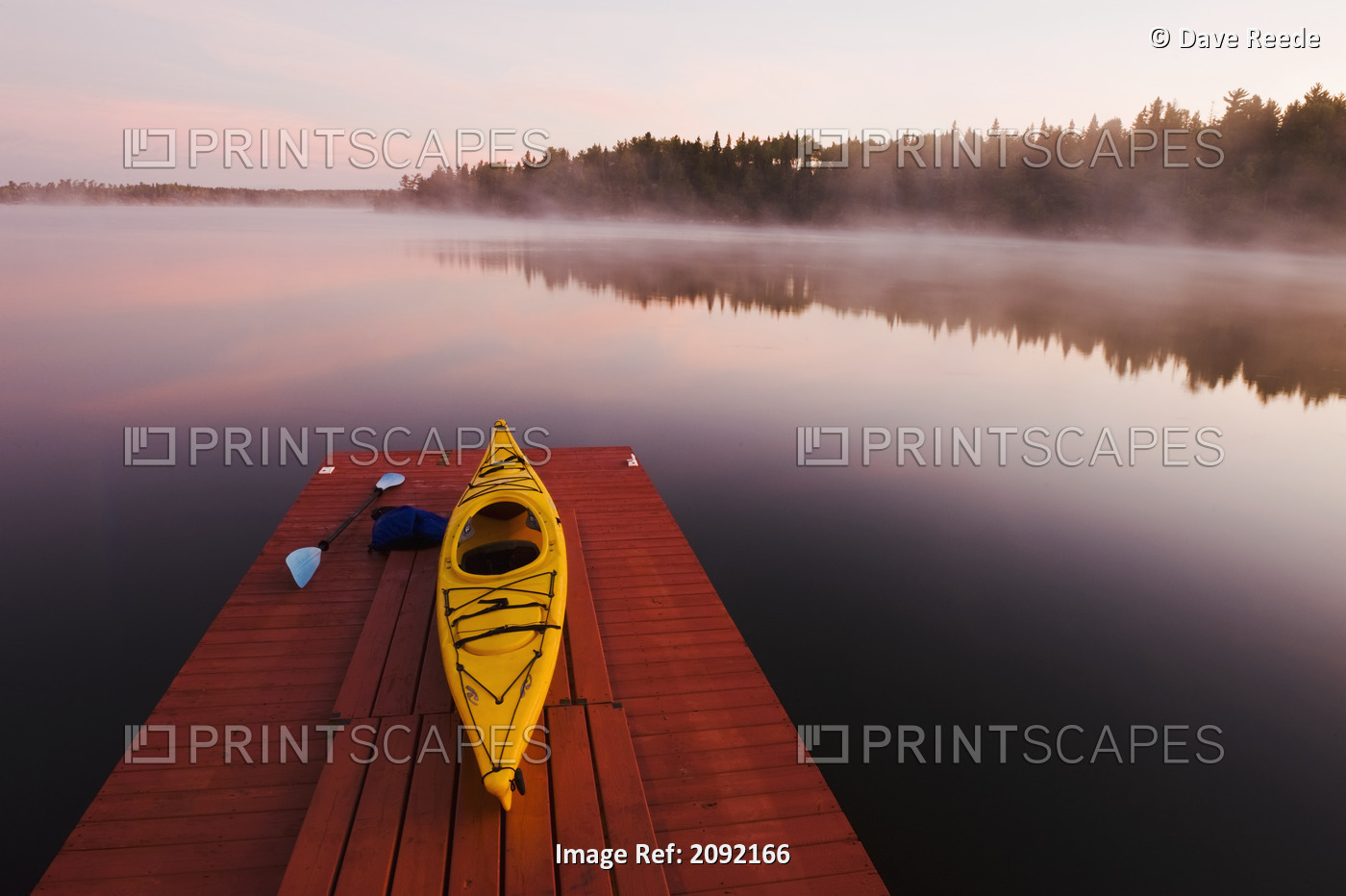 Kayak On Dock In Northwestern Ontario; Lake Of The Woods Ontario Canada