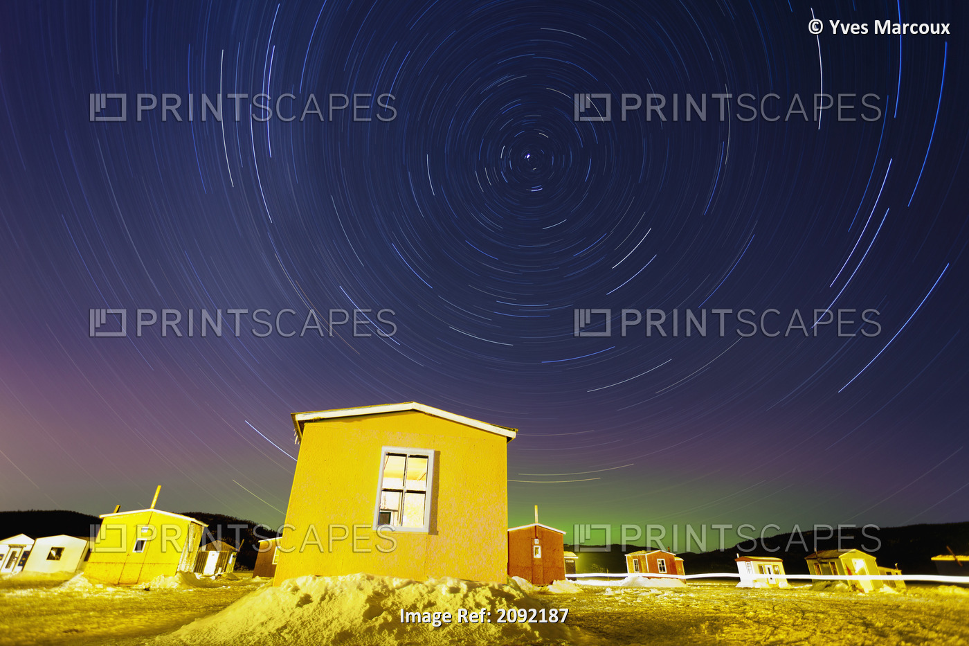 Star Trails And Ice Fishing Huts On Saguenay River; Saguenay Lac-Saint-Jean ...