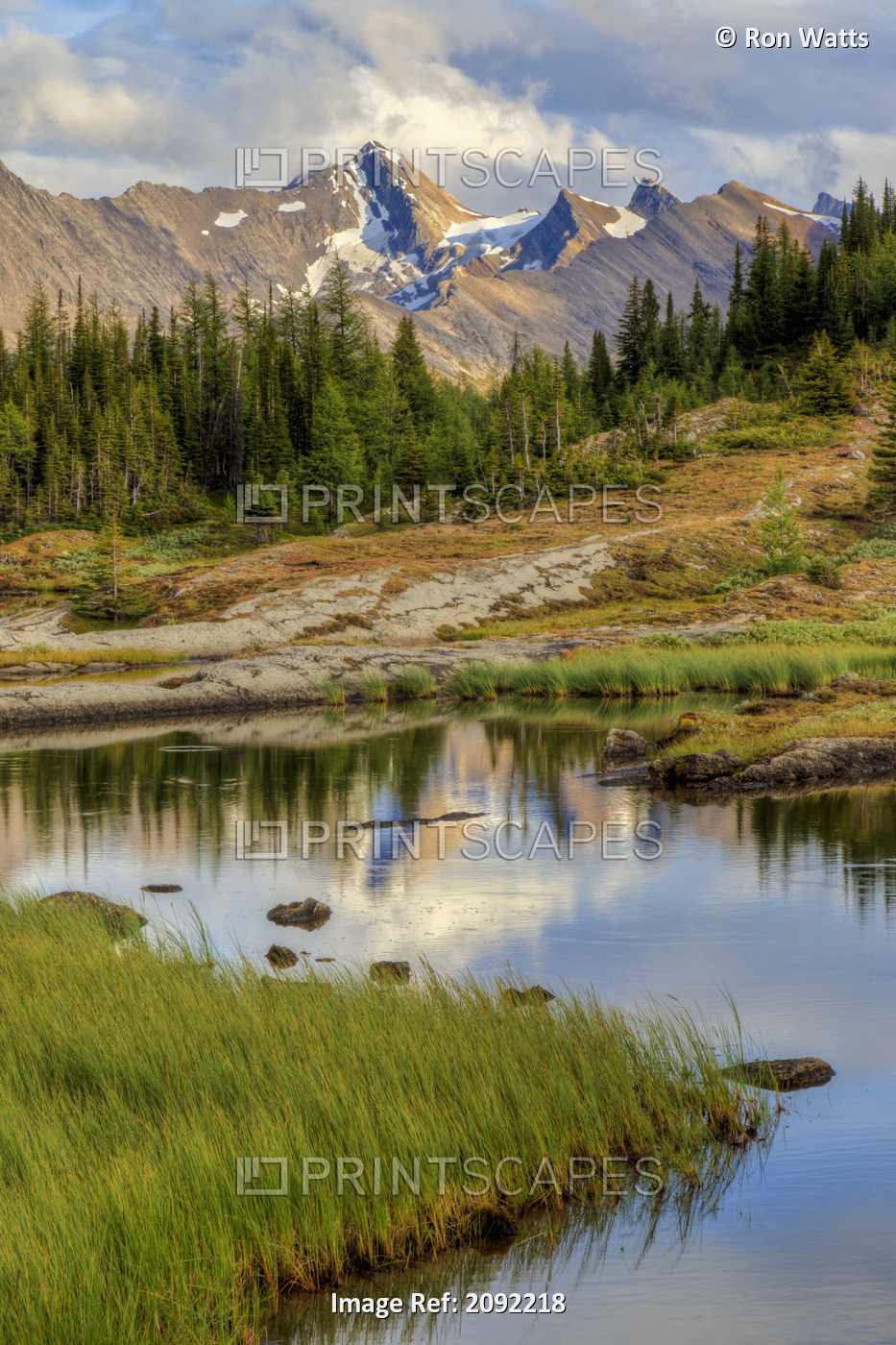 A Gentle Stream Flows Out Of Baker Lake Through The Skoki Wilderness In Banff ...