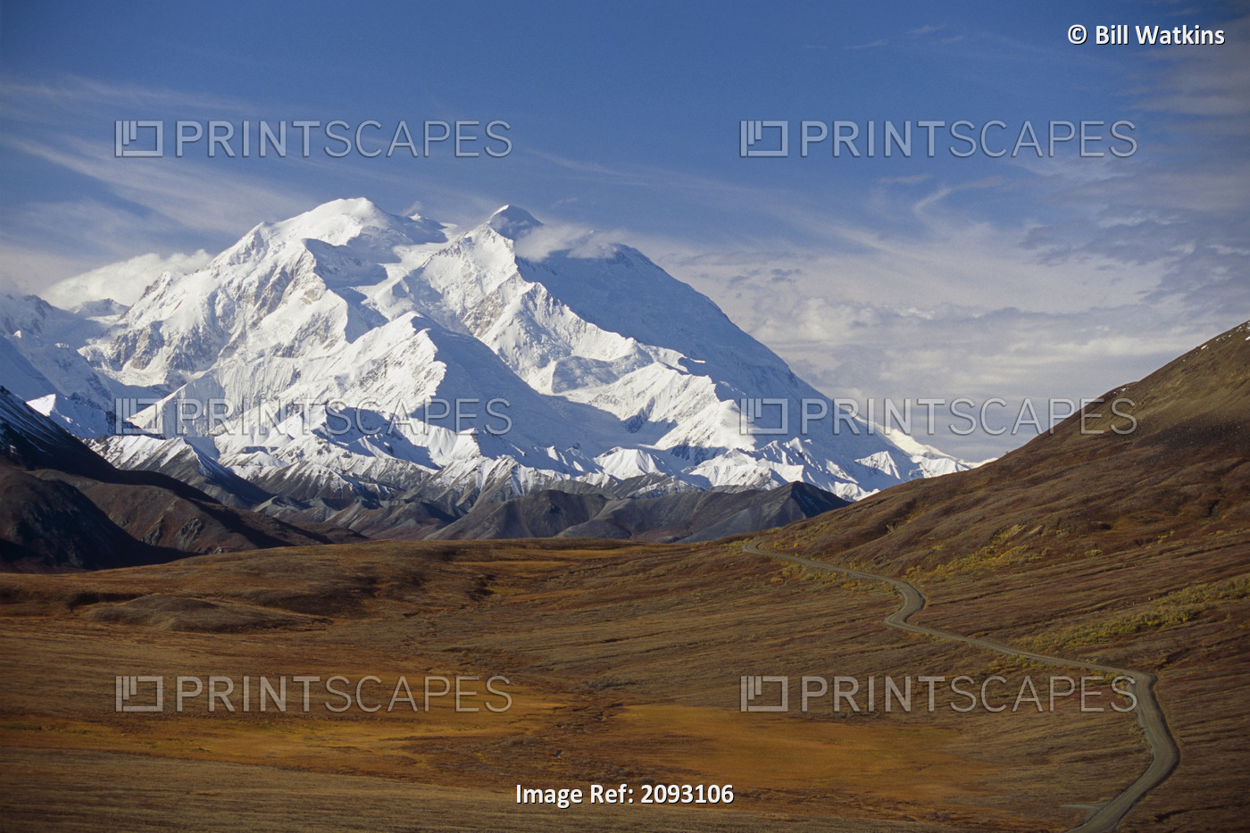 View Of Mt Mckinley & Ak Range From Stony Hill W/Park Road Denali National Park ...