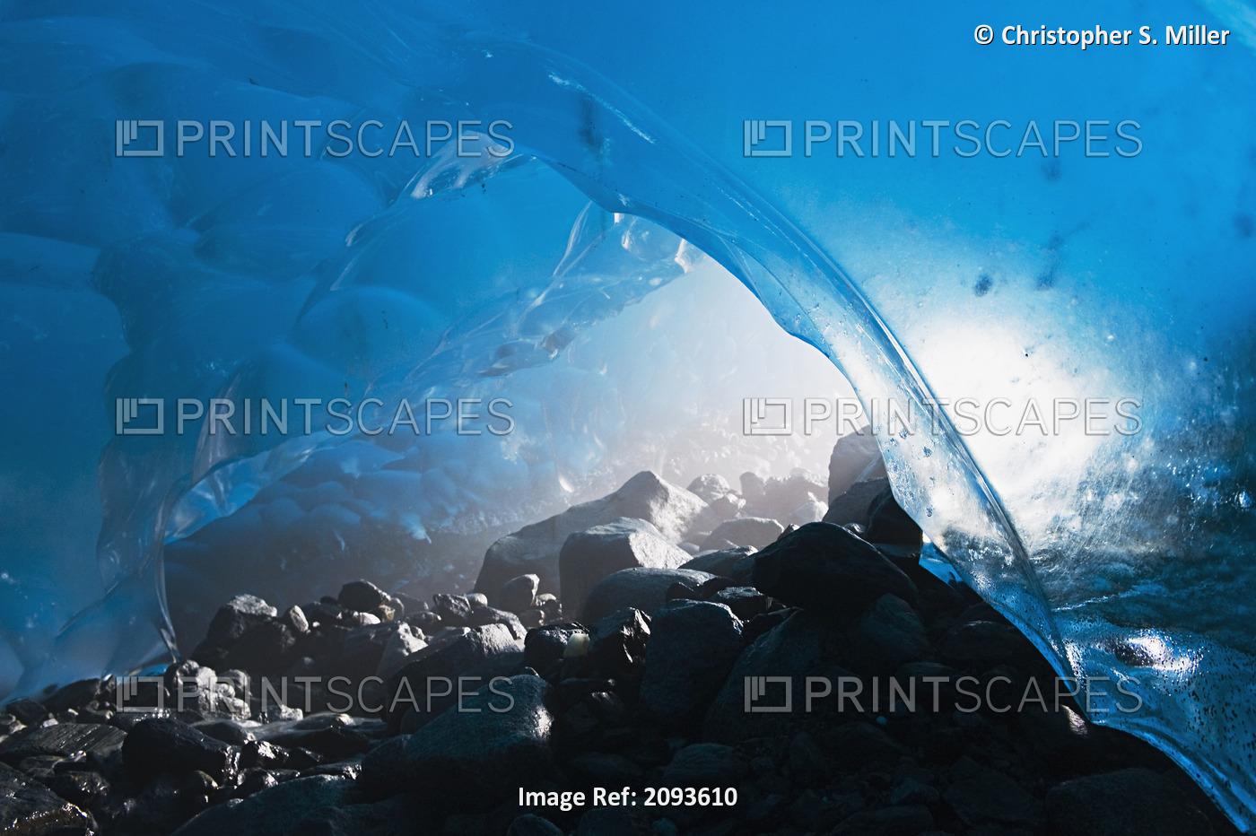 View Of The Entrance Of An Ice Cave In Mendenhall Glacier, Juneau, Southeast ...