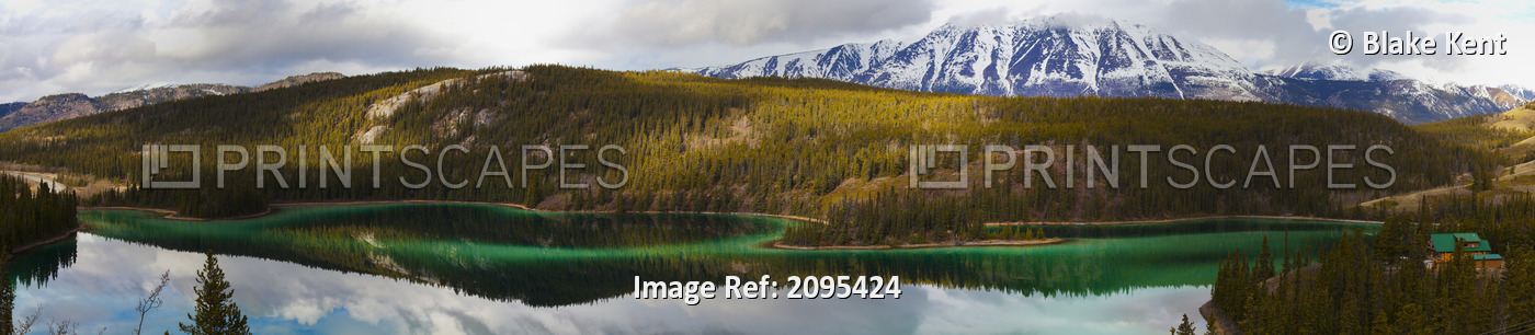 Emerald lake panorama;Carcross yukon canada