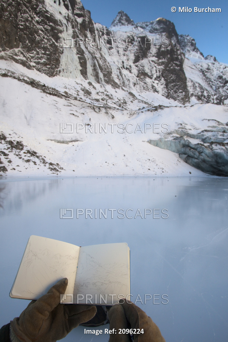 Artist David Rosenthal Sketching At Saddlebag Glacier In The Chugach Mountains ...