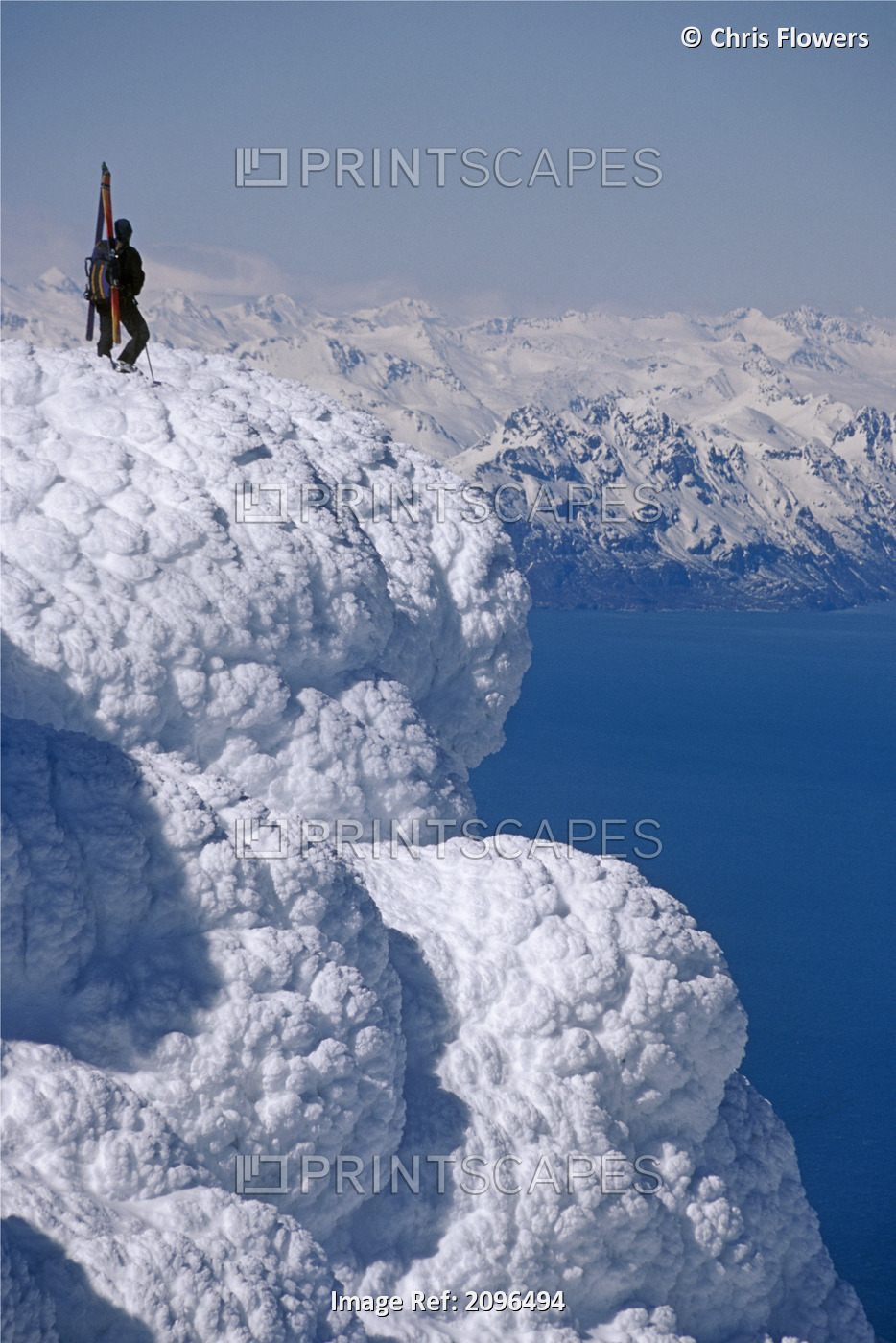 Mountaineer Standing On Ridge Viewing Vast Scenery From Augustine Volcano ...