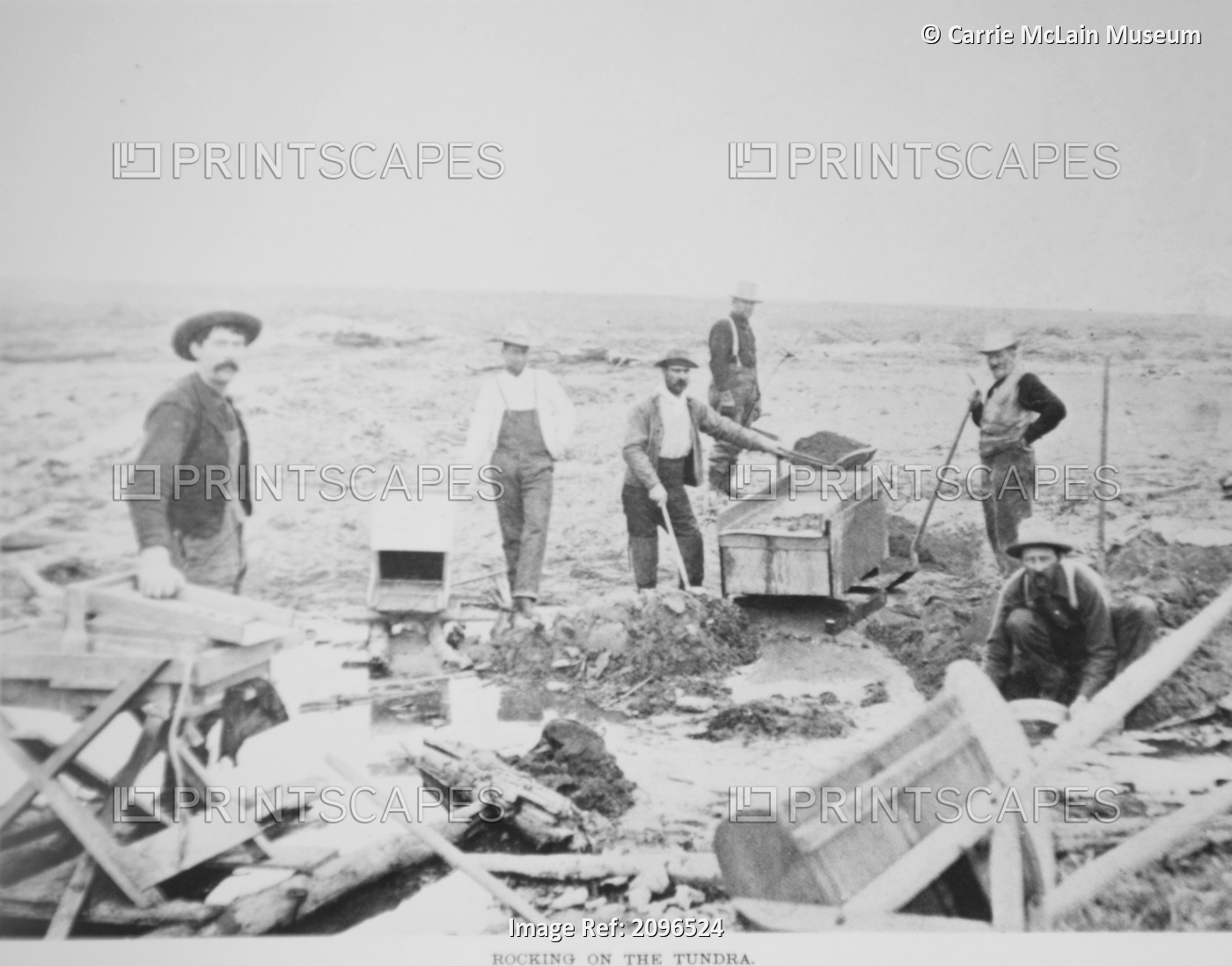 Historical Image Of Gold Miners Using Rocker Boxes To Look For Gold On The ...