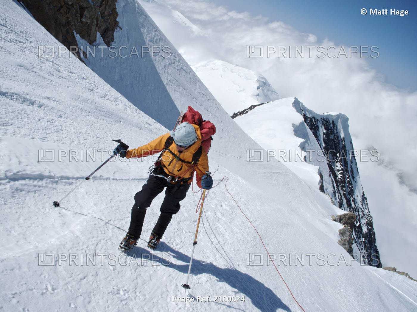 Woman Makes Her Way To Windy Corner On The West Buttress Route, Kahiltna ...