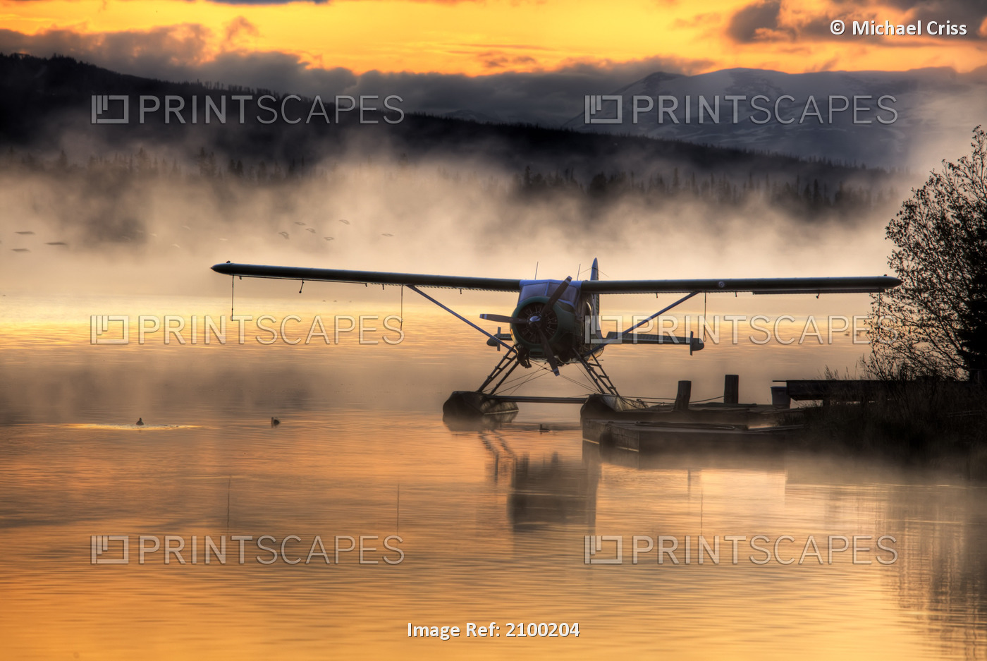 Floatplane Sitting On Beluga Lake, Homer, Kenai Peninsula, Alaska, Hdr Image