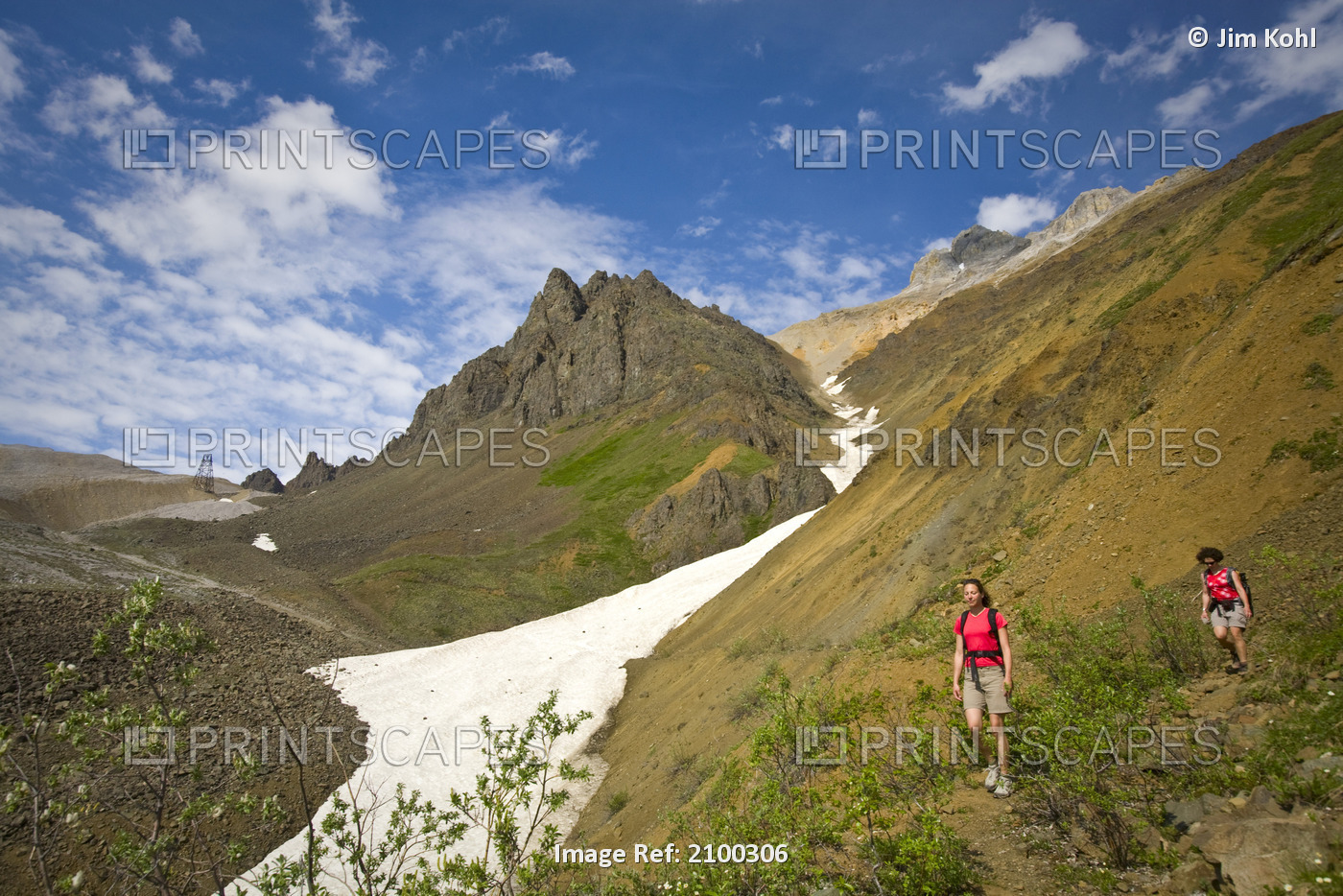 Two Female Hikers Overlook The Rock Glacier On The Trail To The Jumbo Mine ...