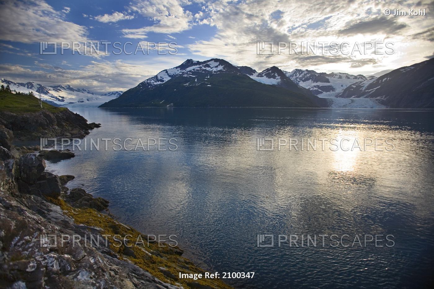 Serpentine And Surprise Glaciers At Sunset Harriman Fjord Pws Southcentral ...