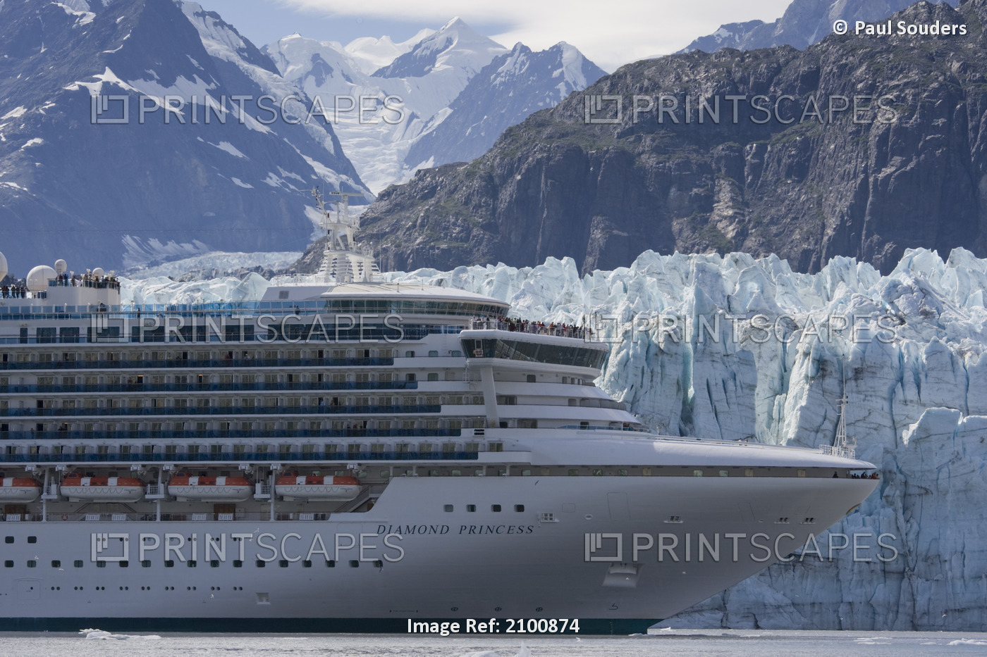 Cruise Ship Mv Diamond Princess In Front Of Margerie Glacier, Glacier Bay ...