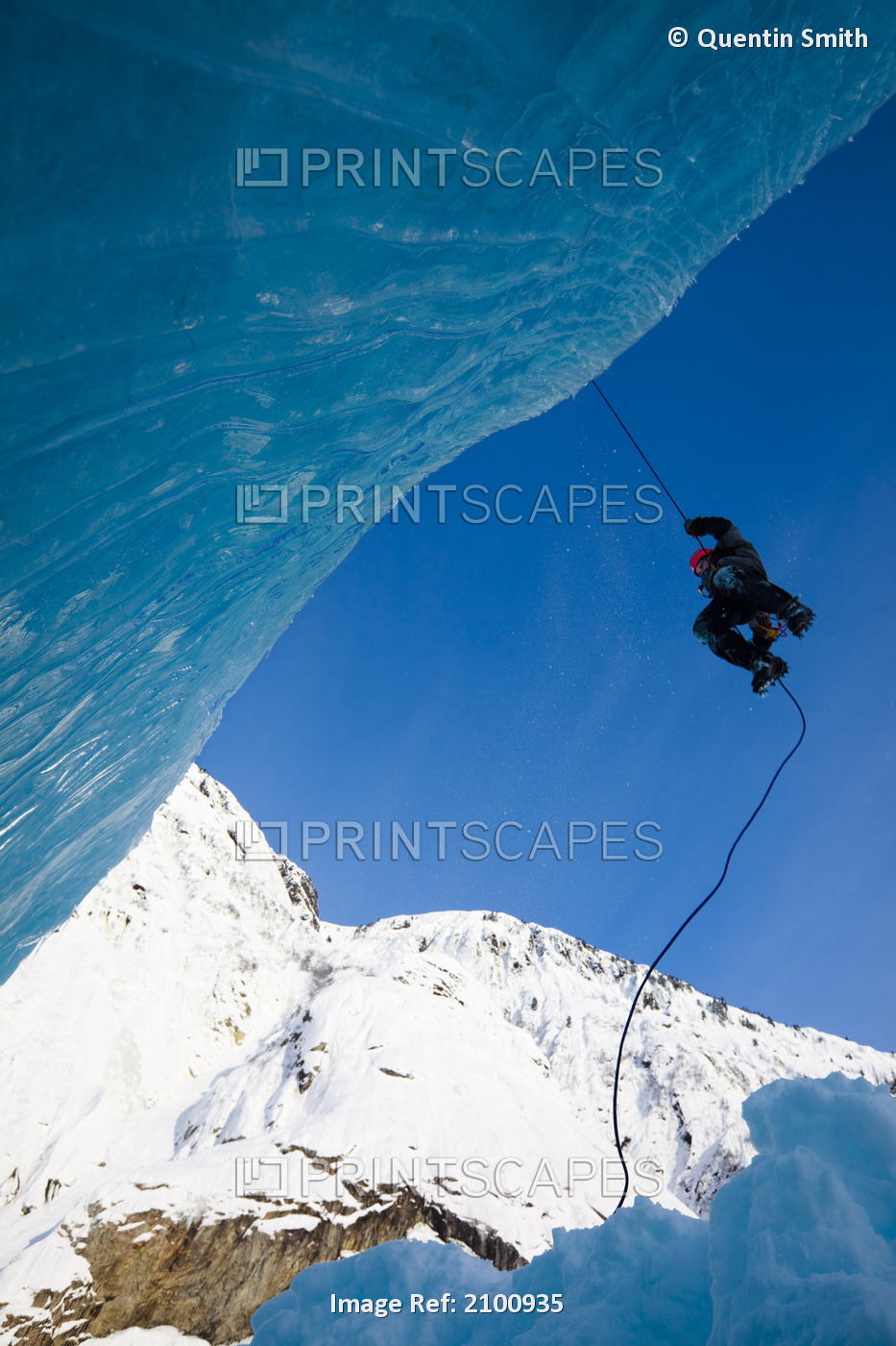 Ice Climber Rappels Down Shakes Glacier, Stikine-Leconte Wilderness, Tongass ...
