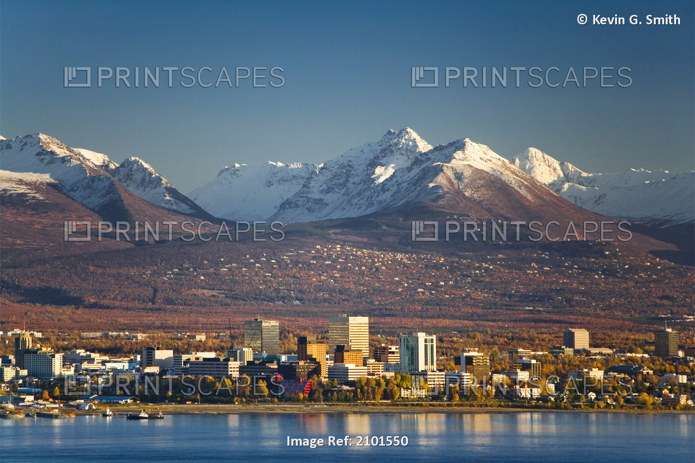 Aerial View Of Anchorage, Looking To The South With The Chugach Mountain Range ...