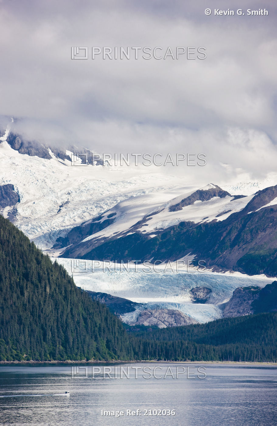 View Of Billings Glacier Across Passage Canal In Summer, Whittier, Southcentral ...