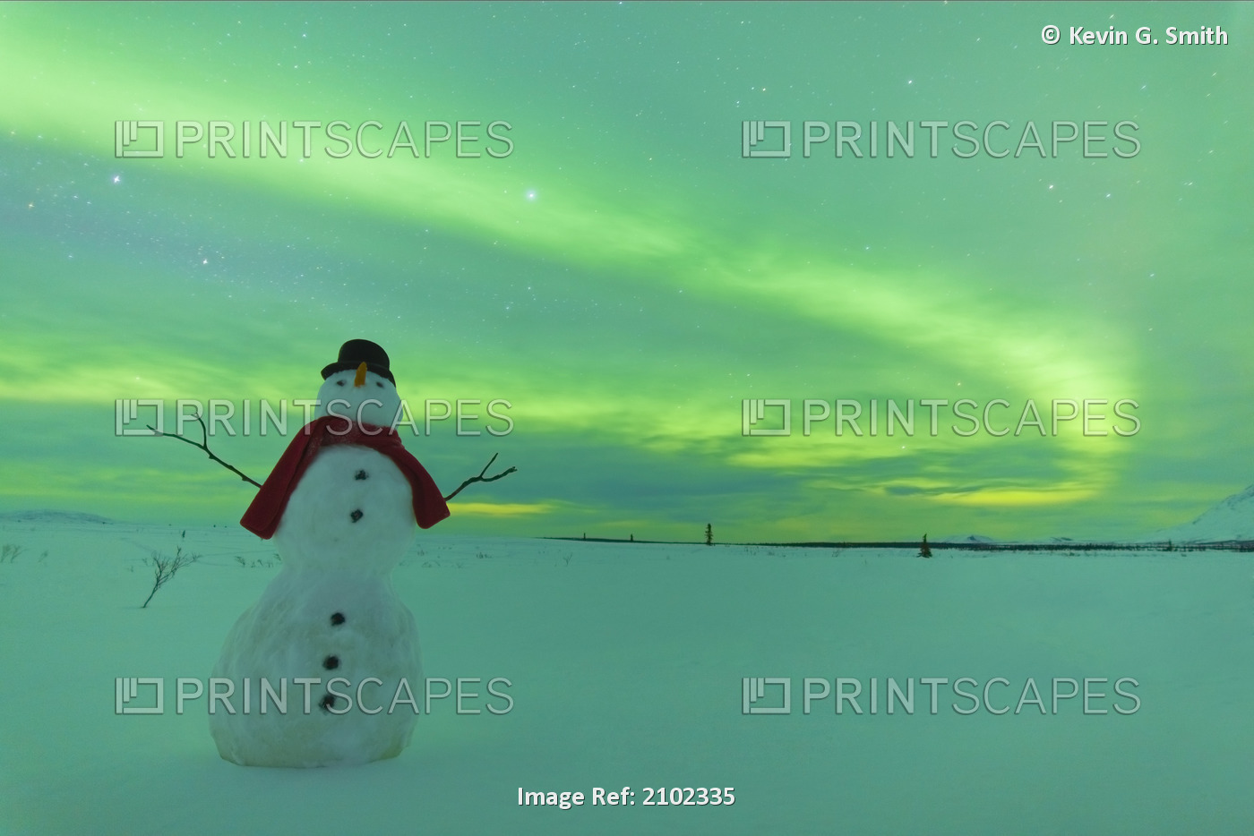 Digitally Altered,Snowman Watching Northern Lights, Winter, Eureka Summit, ...