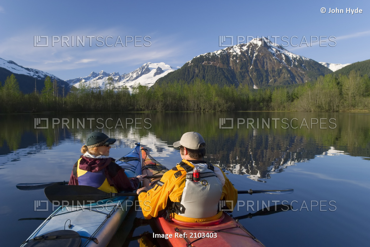 Kayakers Together On Mendenhall Lake Se Alaska Summer Mendenhall Glacier Coast ...