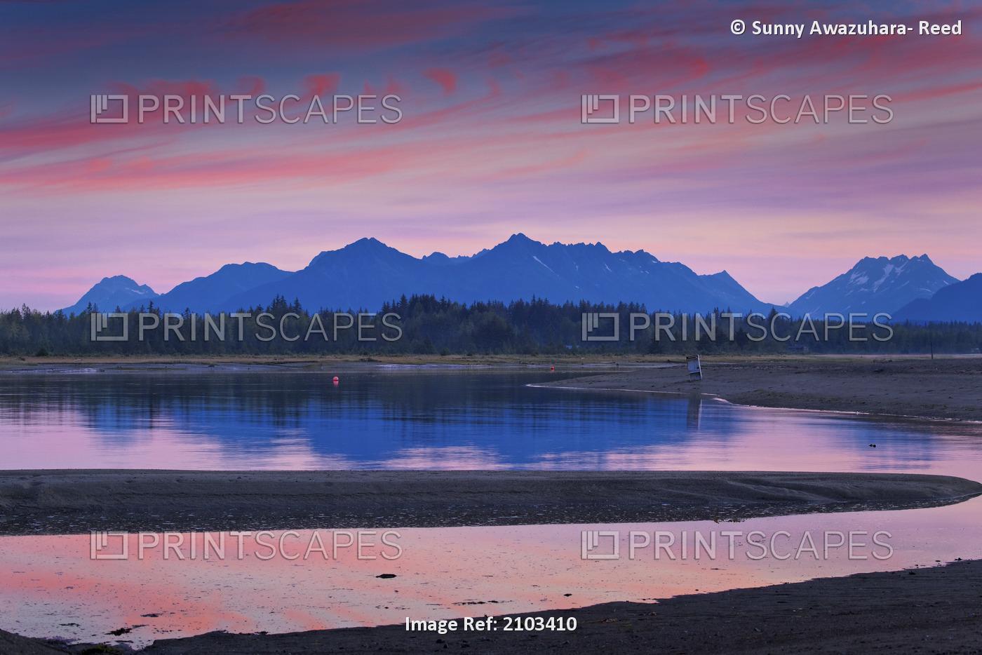 Scenic Landscape Of The Mountains Reflecting In The Mouth Of The Salmon River ...
