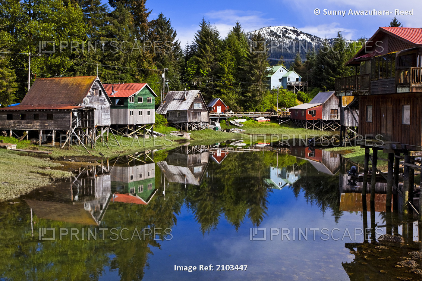 A Narrow Estuary Lined By Brightly Painted Houses At Hammer Slough, Petersburg, ...