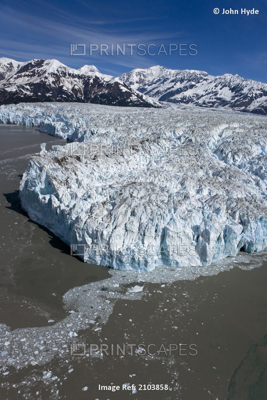 Aerial View Of Hubbard Glacier With St. Elias Mountain Range In The Background, ...