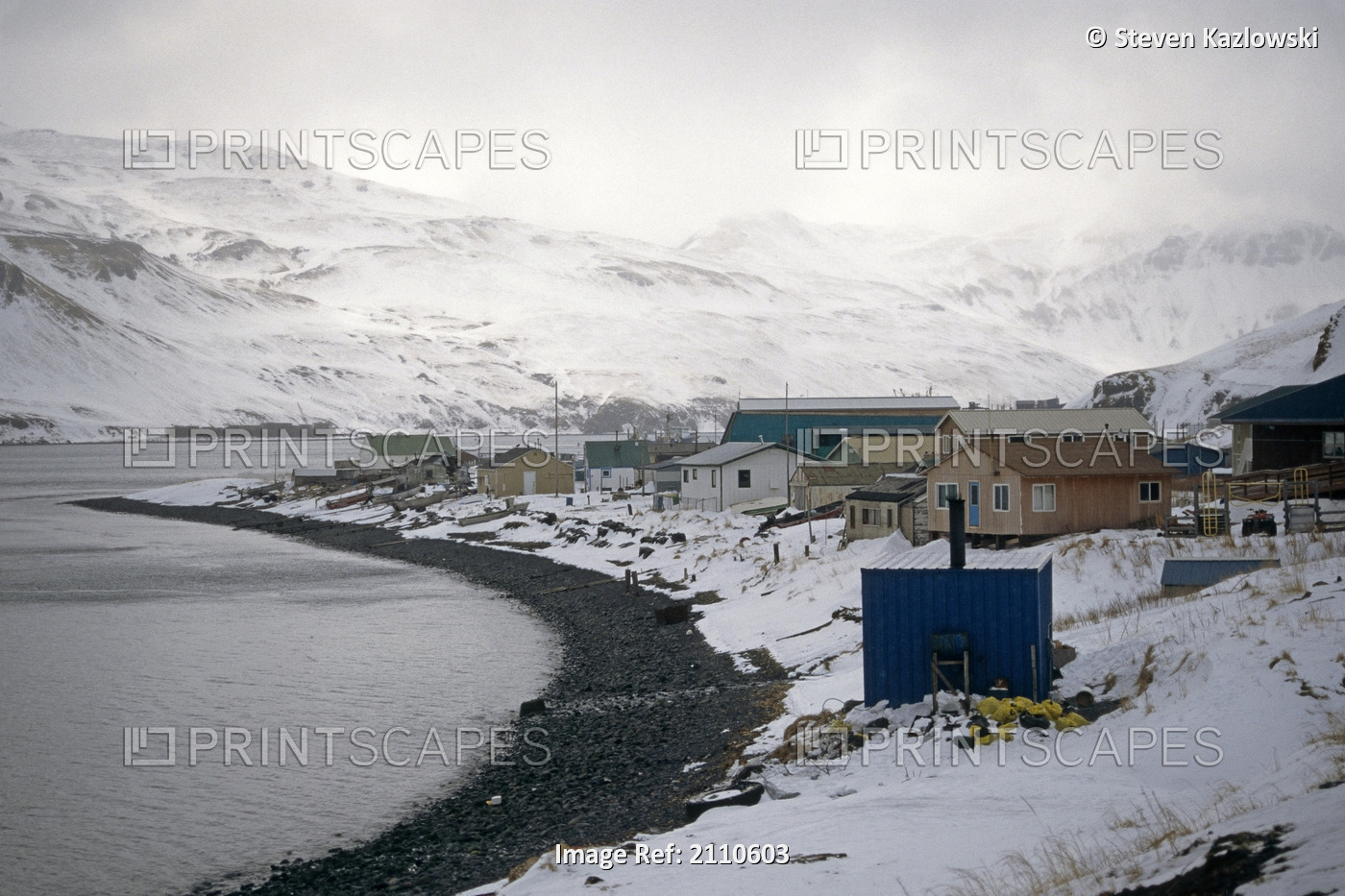 Village Of Akutan Winter Southwest Alaska