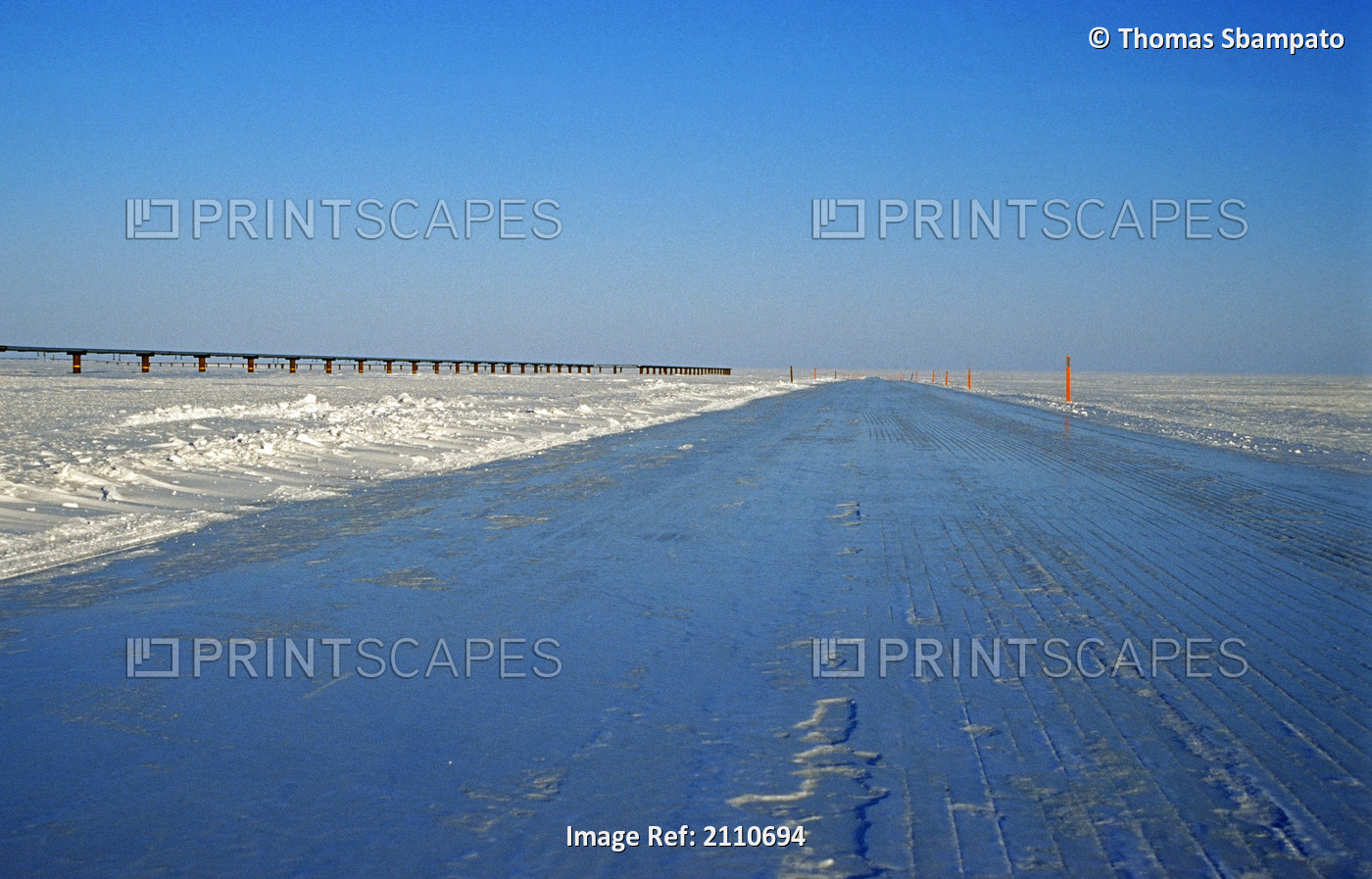 Ice Road Built By The Oil Companies From Nuiqsut Alpine Oilfield To Prudhoe Bay ...