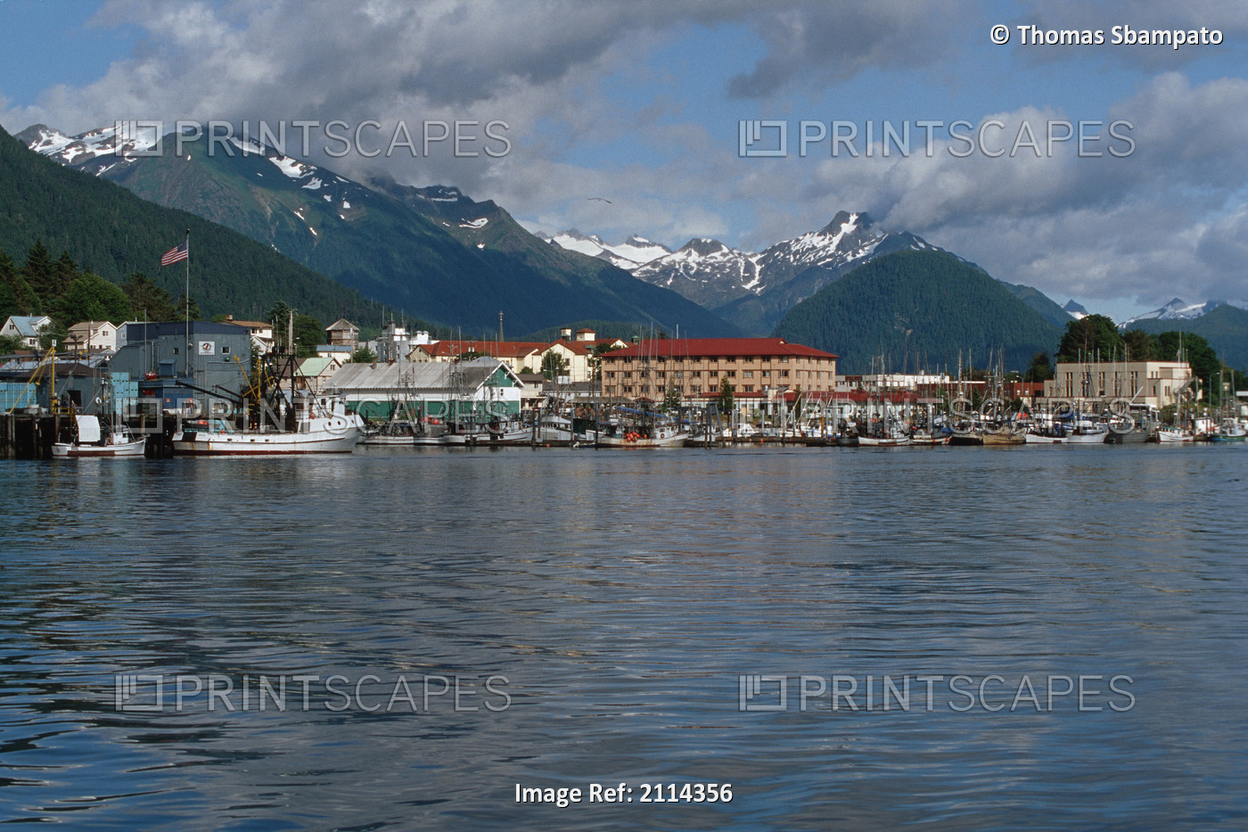 View Of City Of Sitka & Boat Harbor Se Ak Summer Baranof Island Tongass Nf